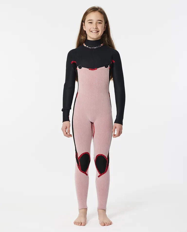 GIRLS DAWN PATROL CHEST ZIP 4/3MM STEAMER - MULTI