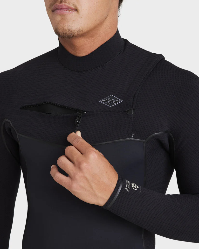 Mens 4/3mm Revolution Pro Chest Zip Steamer Wetsuit - Black