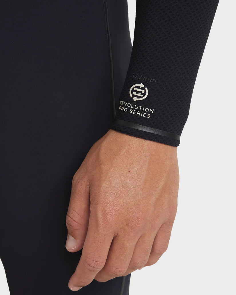 Mens 4/3mm Revolution Pro Chest Zip Steamer Wetsuit - Black