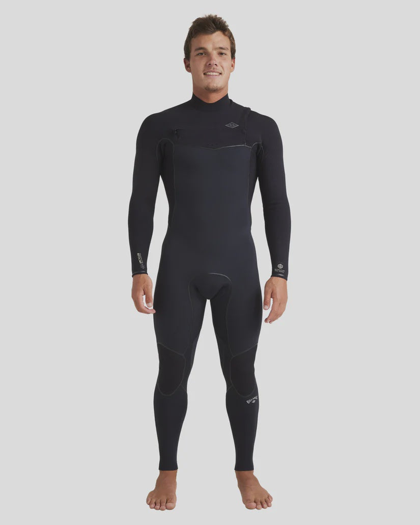 Mens 4/3mm Revolution Pro Chest Zip Steamer Wetsuit - Black