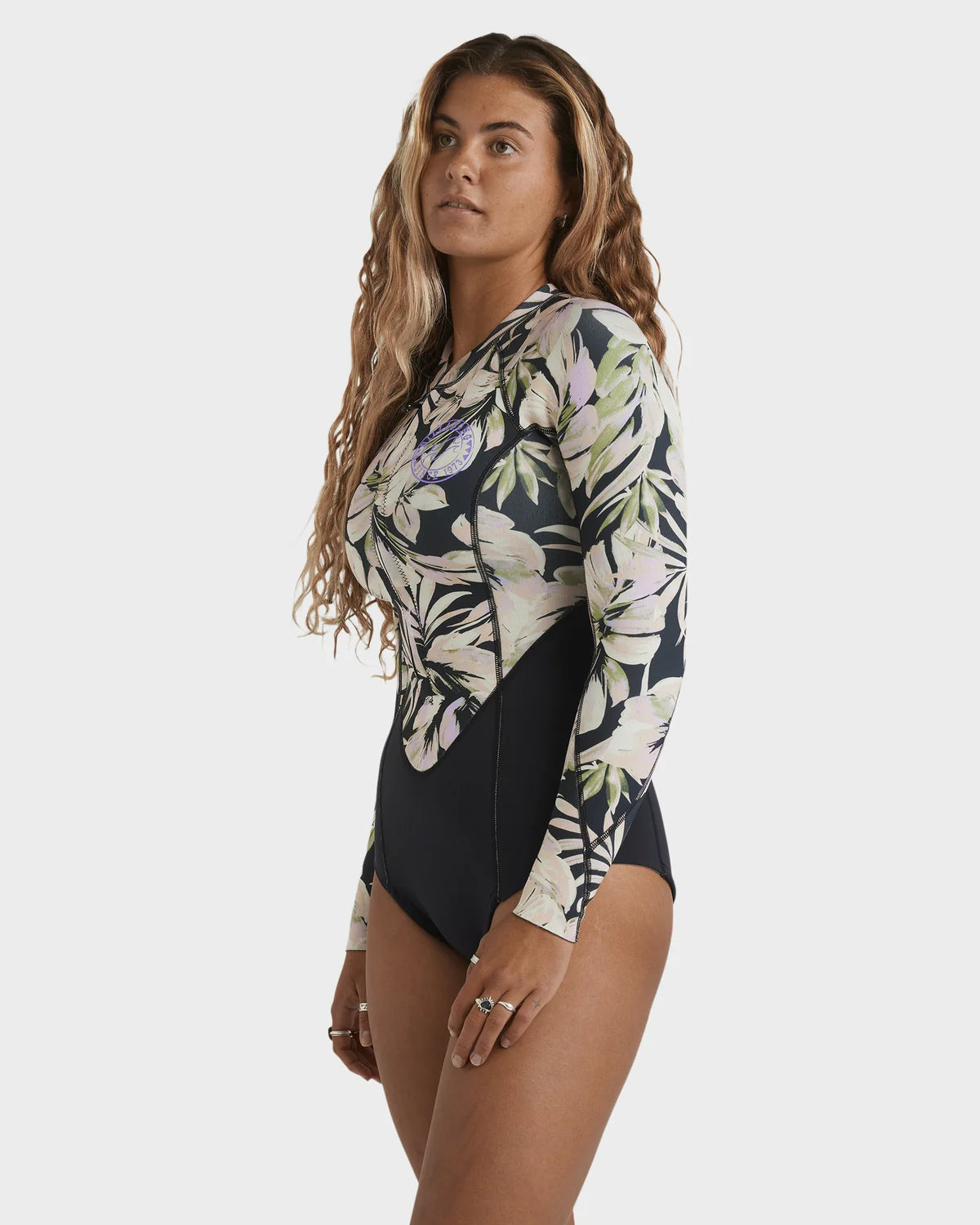 Billabong Womens 2mm Salty Dayz Natural Long Sleeve Springsuit - Black Floral