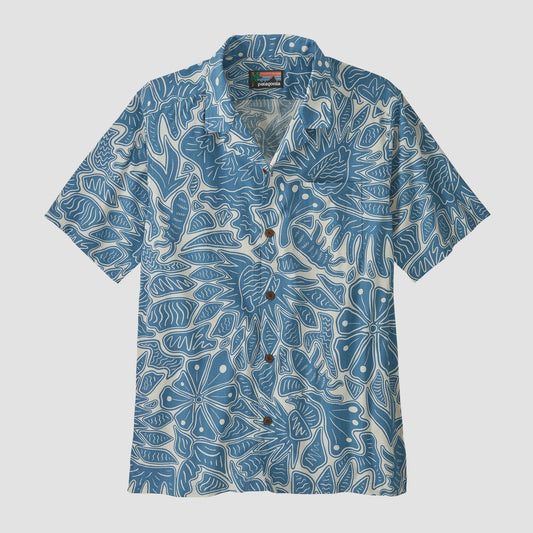Patagonia Men's Tidal Threads Camp Shirt - Bees and Flowers: Still blue