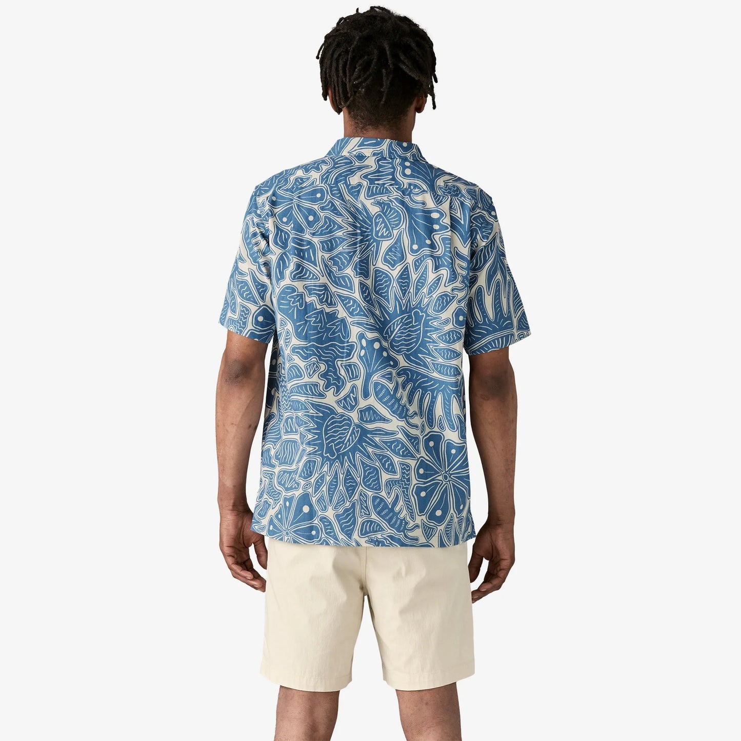 Patagonia Men's Tidal Threads Camp Shirt - Bees and Flowers: Still blue