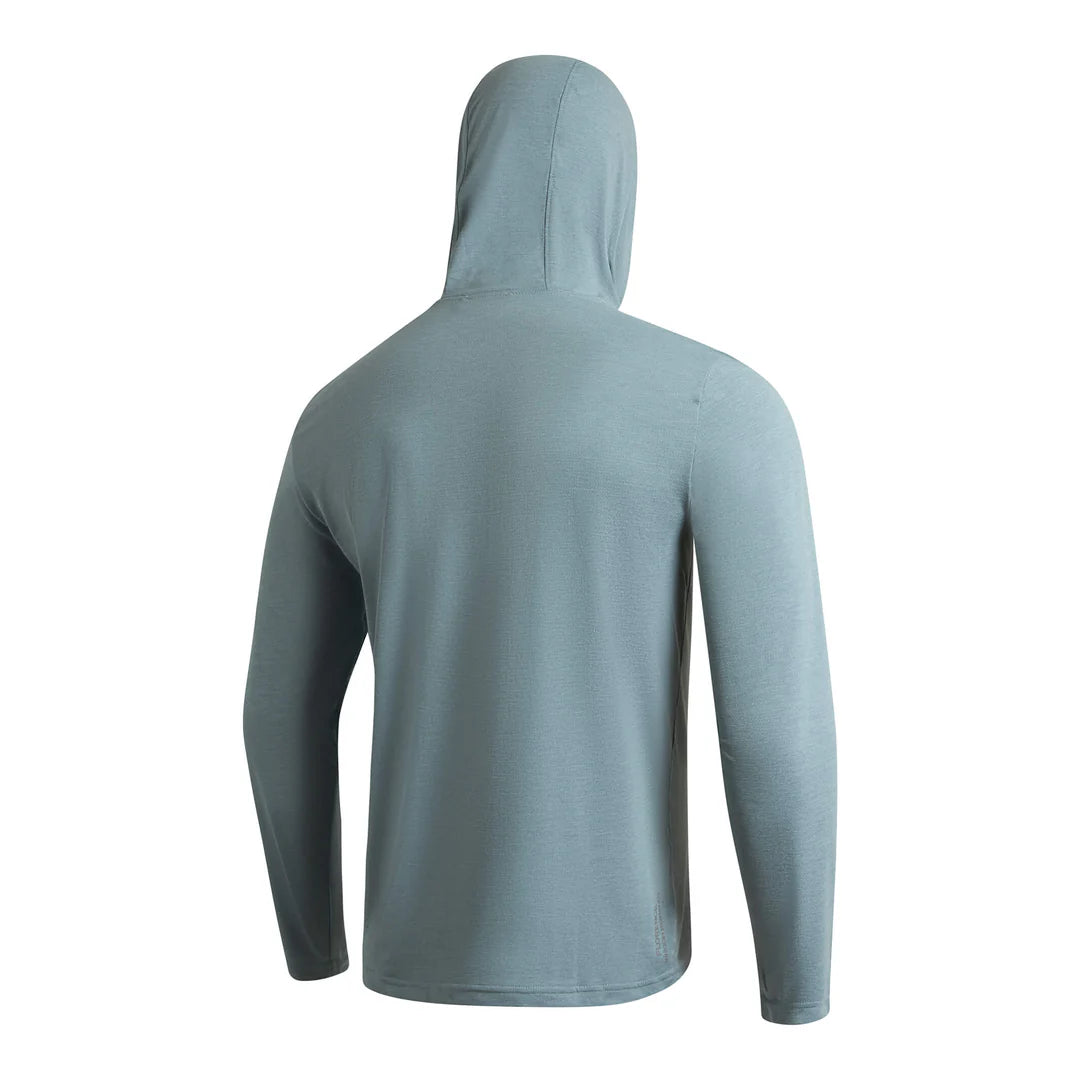 Florence Airtex Long Sleeve Hooded Shirt - Heather Light Sea Blue