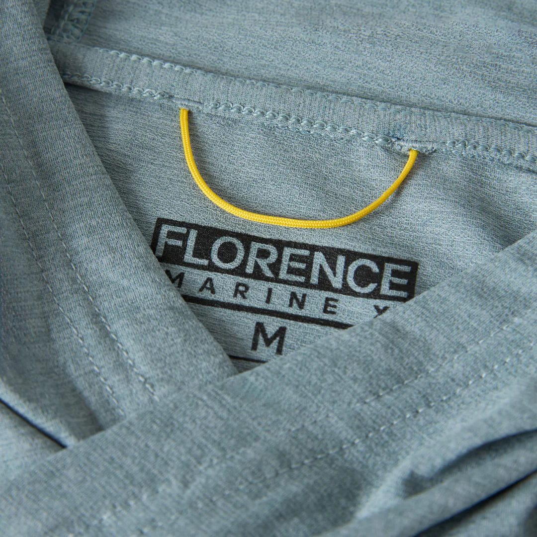 Florence Airtex Long Sleeve Hooded Shirt - Heather Light Sea Blue