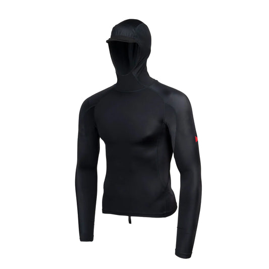 LONG SLEEVE HOODED RASHGUARD - BLACK