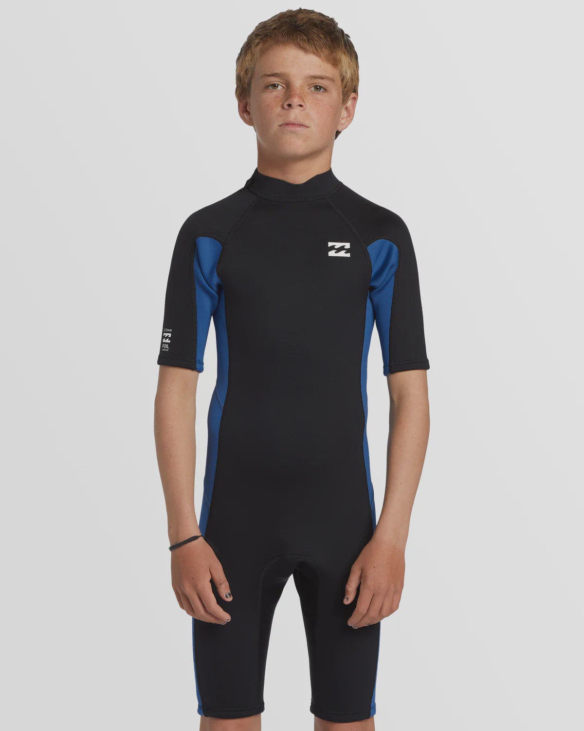Boys 202 Foil Back Zip Short Sleeve Springsuit Wetsuit - Mid Blue