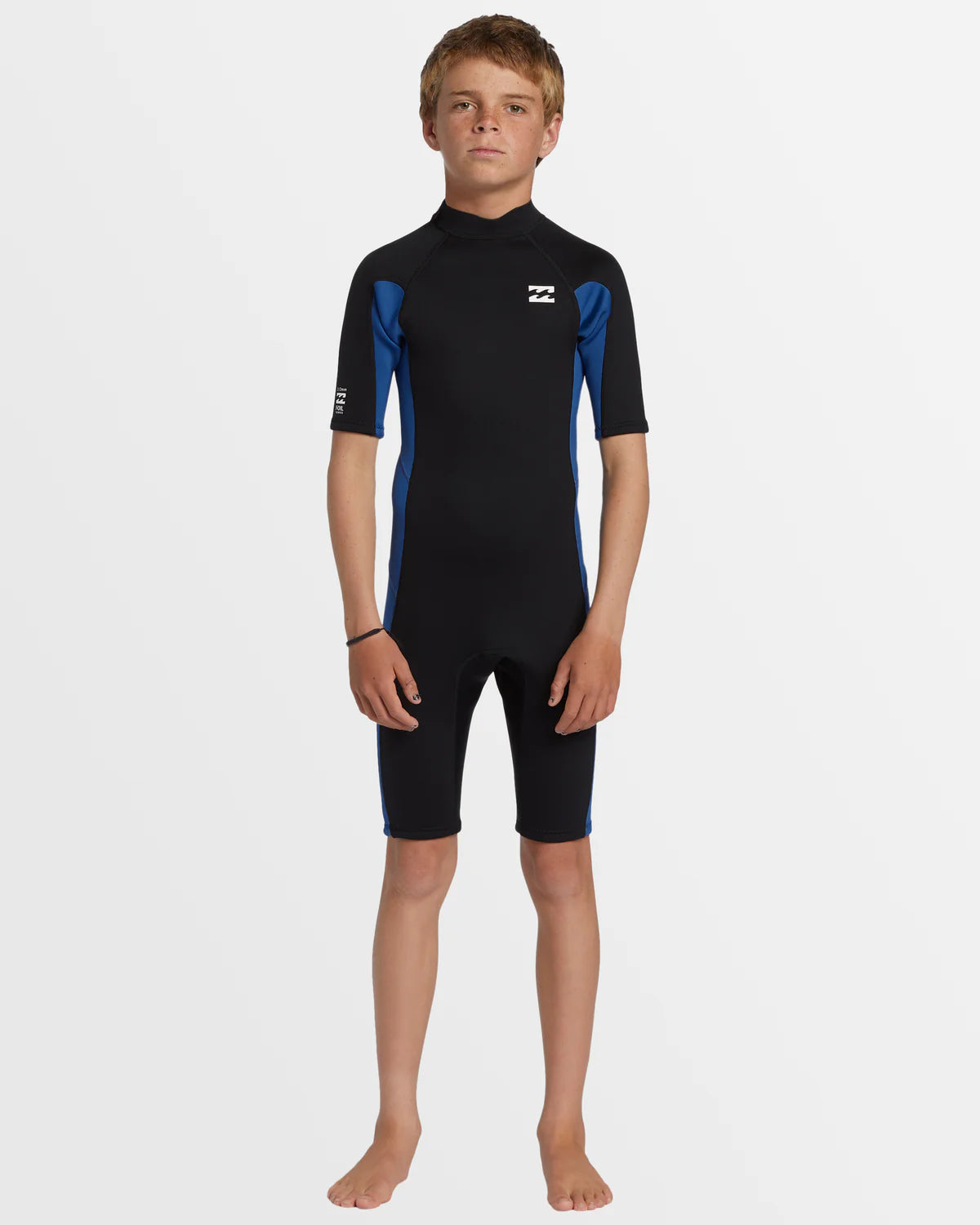 Boys 202 Foil Back Zip Short Sleeve Springsuit Wetsuit - Mid Blue