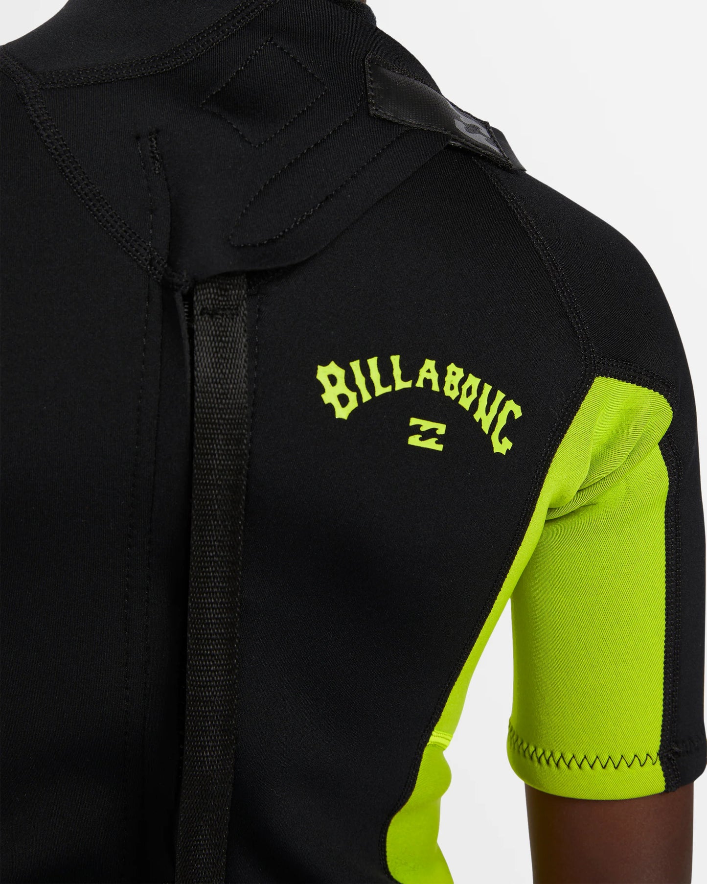 Boys 202 Foil Back Zip Short Sleeve Springsuit Wetsuit - Fluro Lime