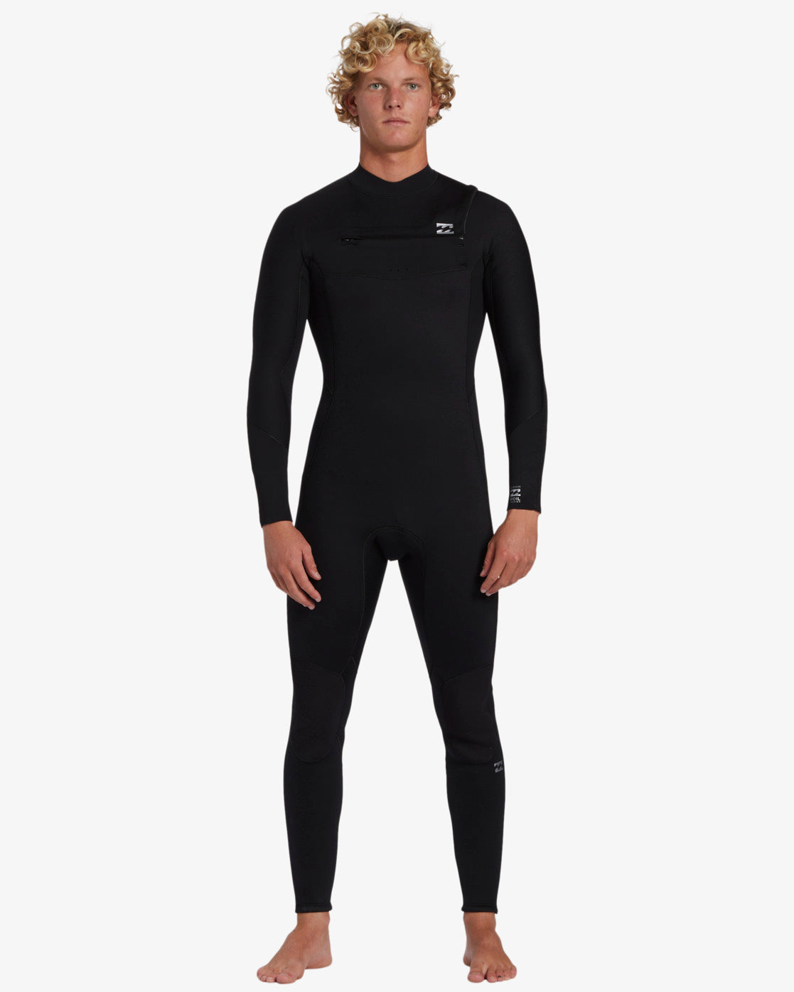 Mens 3/2mm Foil Chest Zip Steamer Wetsuit - Black
