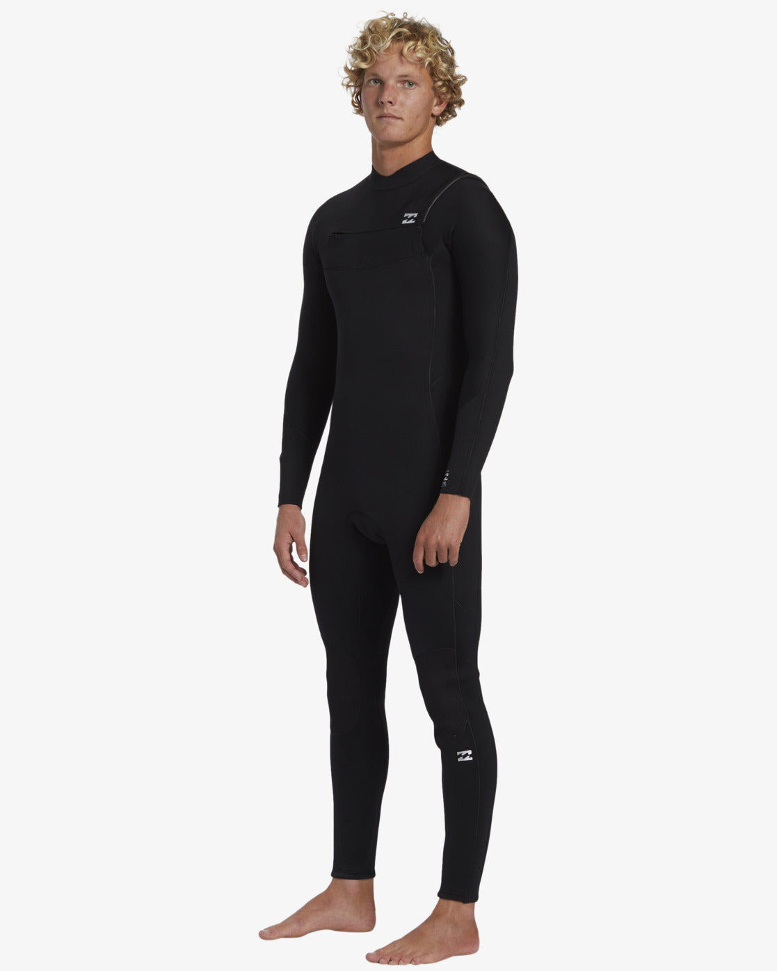 Mens 3/2mm Foil Chest Zip Steamer Wetsuit - Black