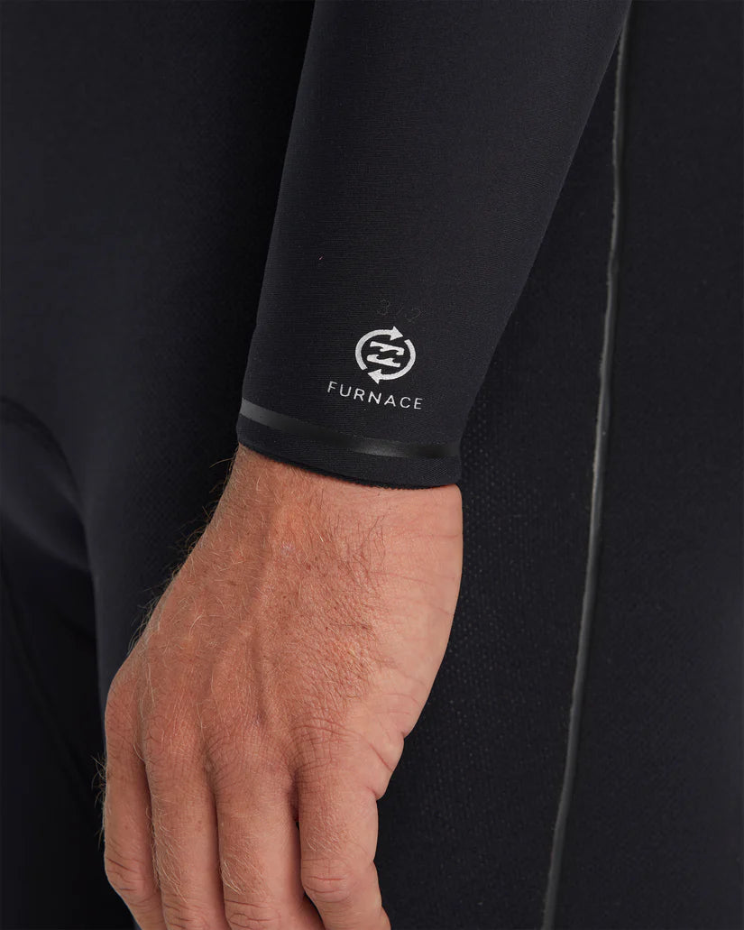 Mens 4/3mm Furnace Natural Chest Zip Steamer Wetsuit - Black