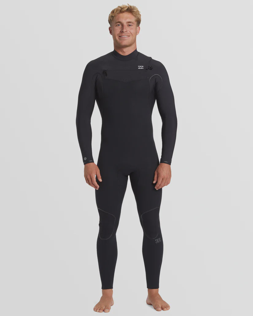 Mens 4/3mm Furnace Natural Chest Zip Steamer Wetsuit - Black