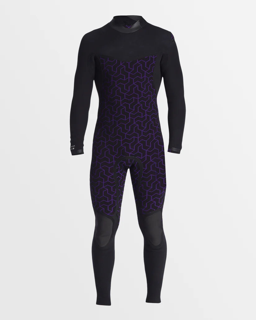 Mens 4/3mm Furnace Natural Chest Zip Steamer Wetsuit - Black