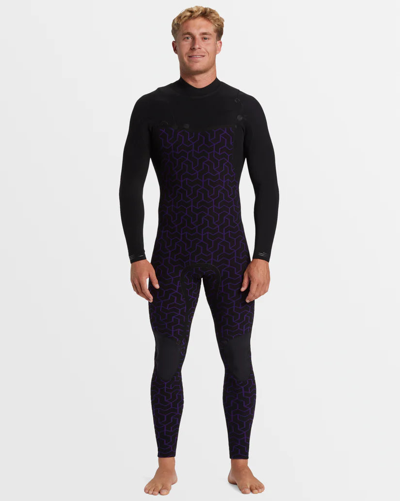Mens 4/3mm Furnace Natural Chest Zip Steamer Wetsuit - Black