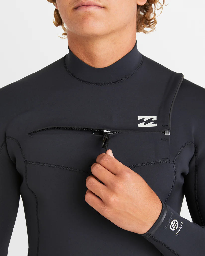Men's 2mm Absolute Natural Chest Zip Long Sleeve Springsuit - Black