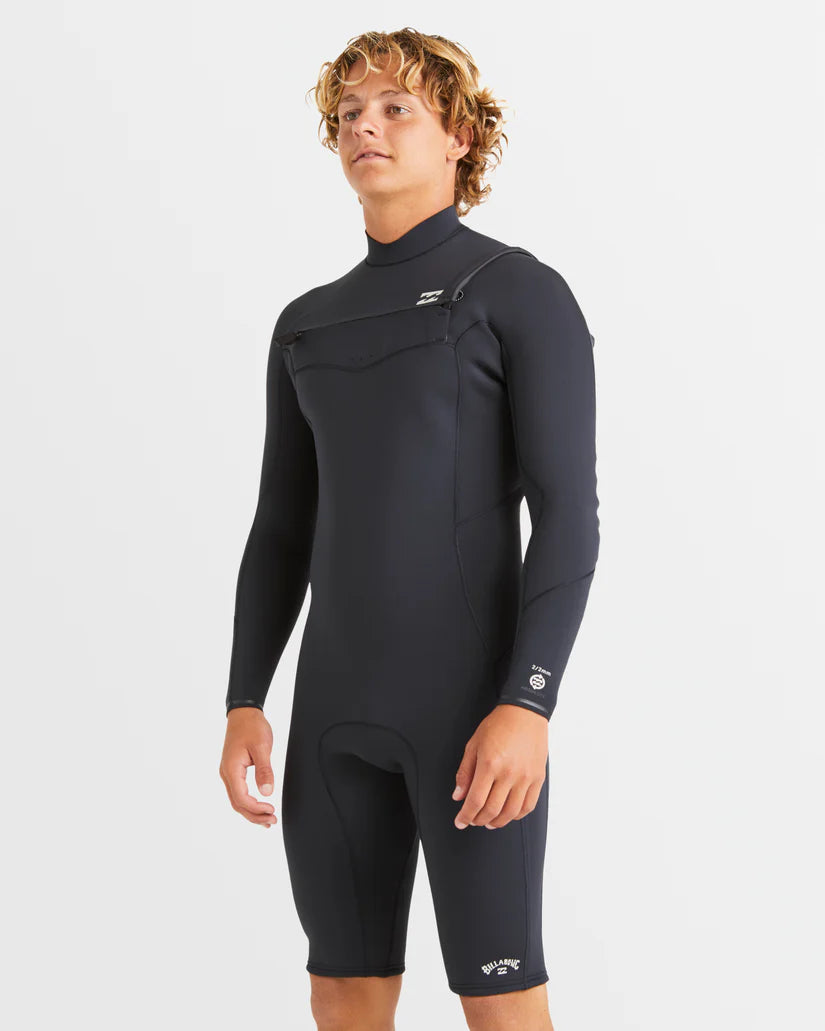 Men's 2mm Absolute Natural Chest Zip Long Sleeve Springsuit - Black