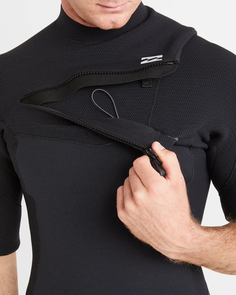 Mens 2/2mm Revo Natural Chest Zip Springsuit - Black