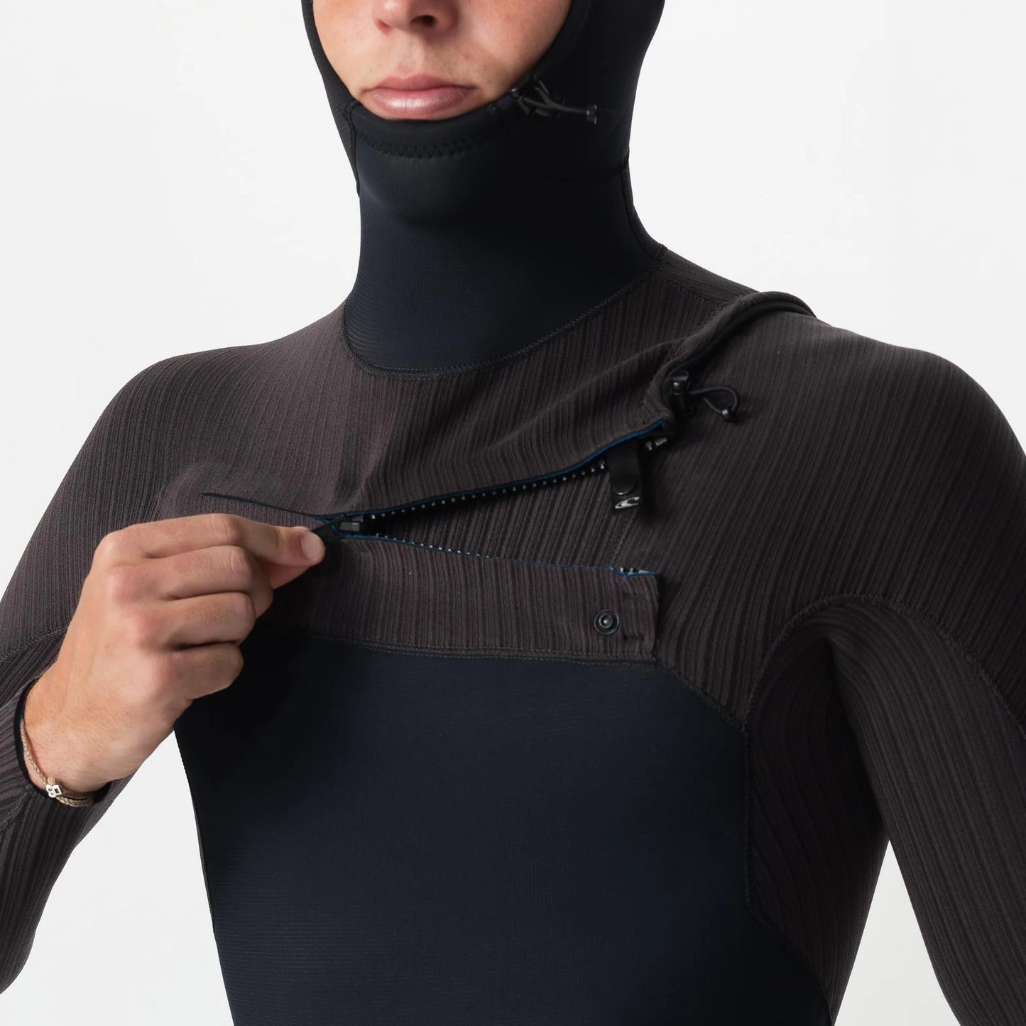 Men's HyperFreak 5/4+ Hooded Steamer Chest Zip - Black Arabica