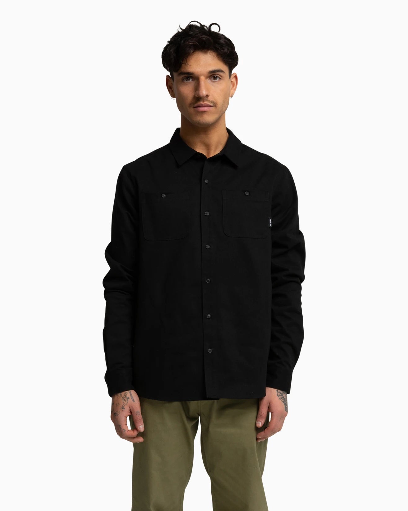 Staple Hurley Mens Long Sleeve Shirt - Black