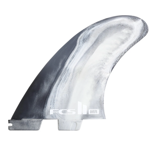 FCS II MR PC Twin Fin +1 Fin Set - Black/White Swirl