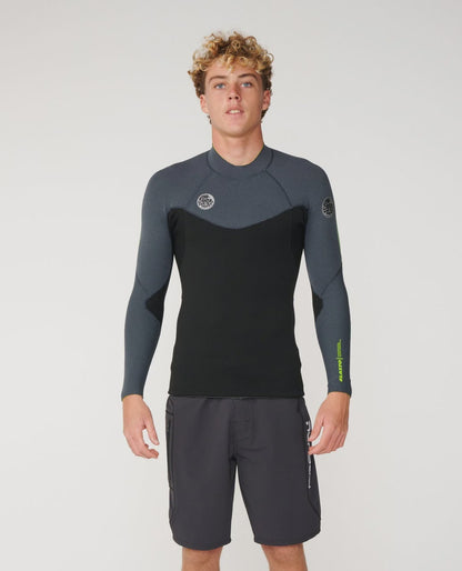 Rip Curl Elasto 1.5mm Long Sleeve Jacket - Charcoal/F. Lime