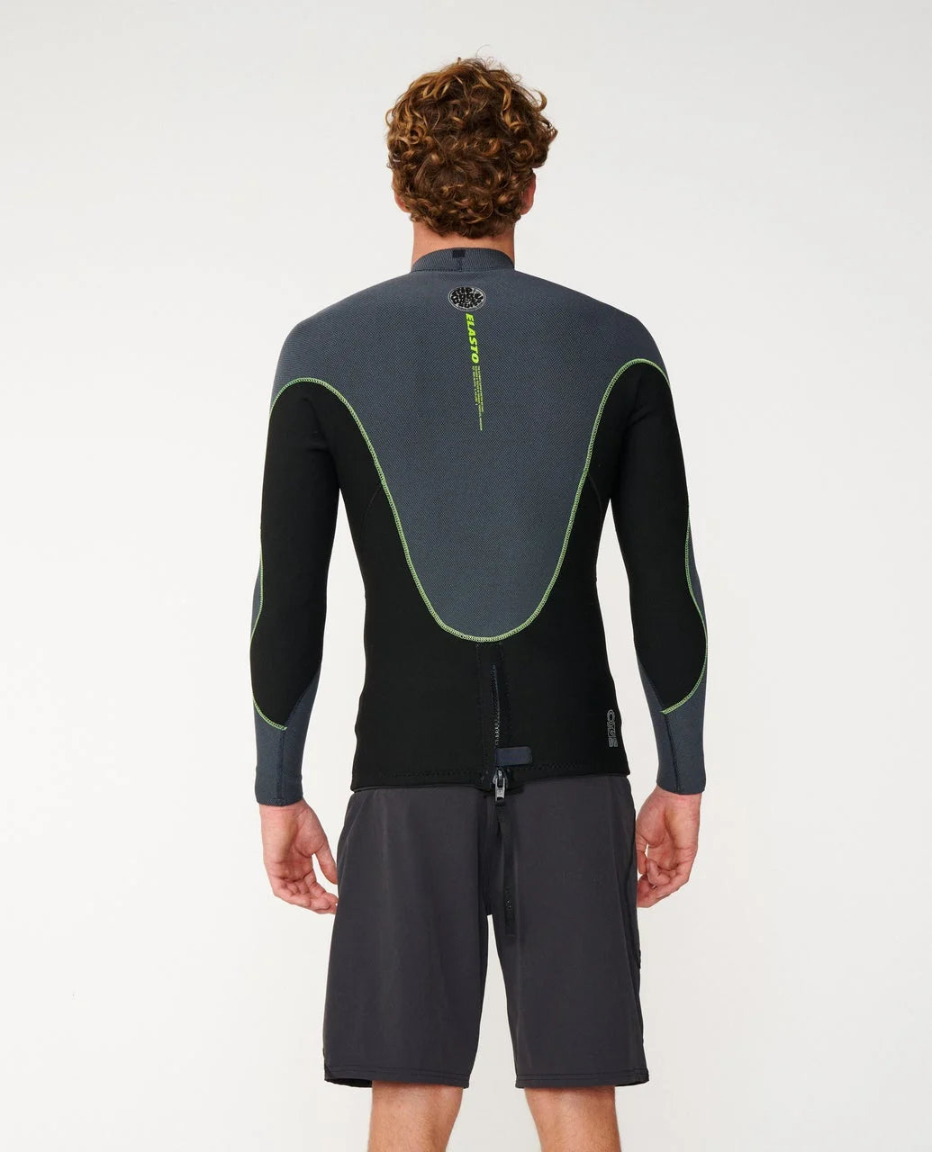 Rip Curl Elasto 1.5mm Long Sleeve Jacket - Charcoal/F. Lime
