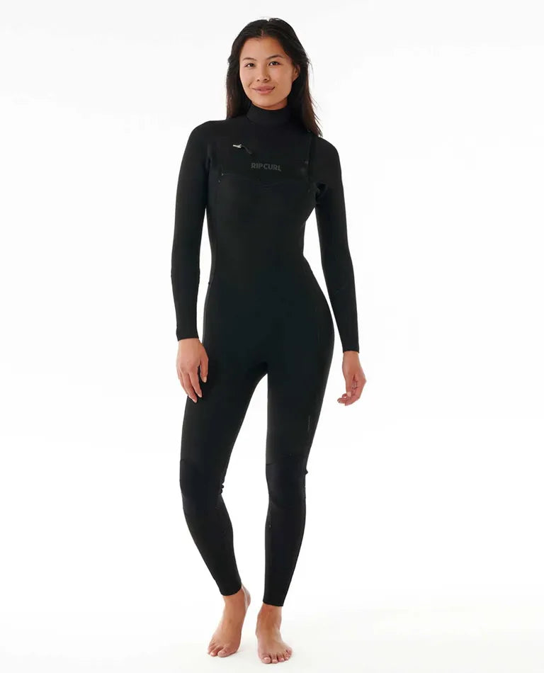 WOMEN'S DAWN PATROL CHEST ZIP 3/2 STEAMER - BLACK