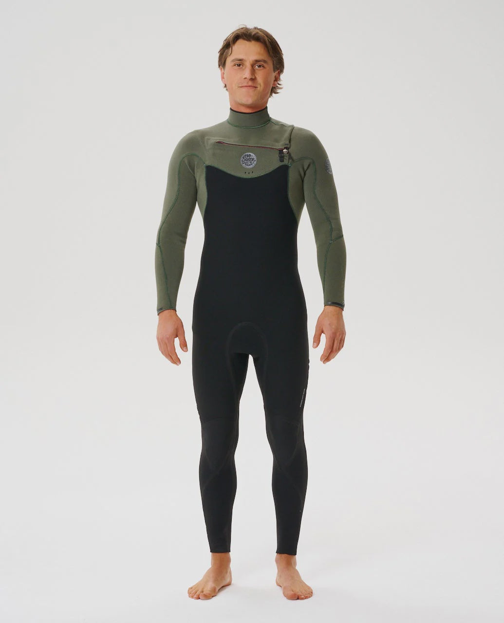 Rip Curl Men's Flashbomb 3/2 Chest Zip Fullsuit Wetsuit - Deep Cactus