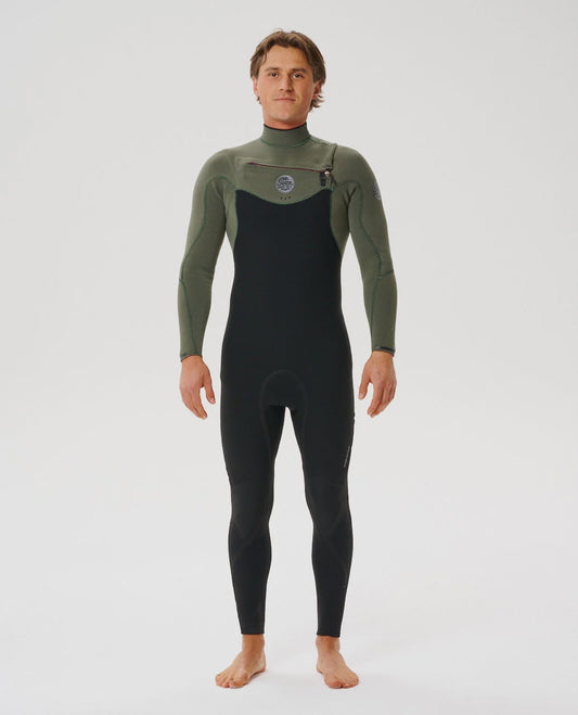 Rip Curl Men's Flashbomb 3/2 Chest Zip Fullsuit Wetsuit - Deep Cactus