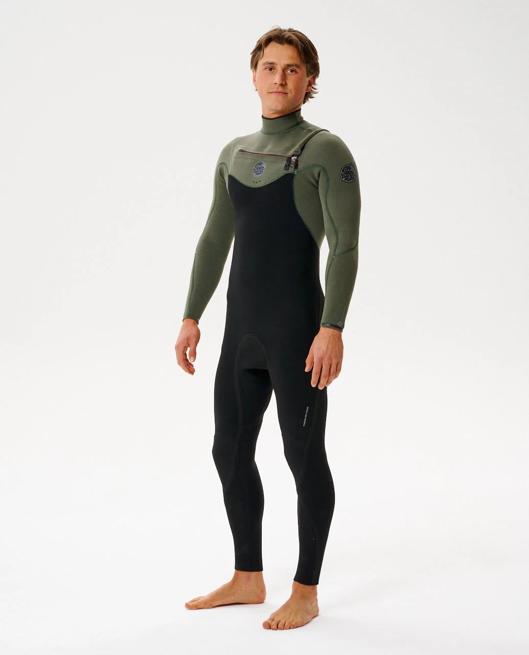 Rip Curl Men's Flashbomb 3/2 Chest Zip Fullsuit Wetsuit - Deep Cactus