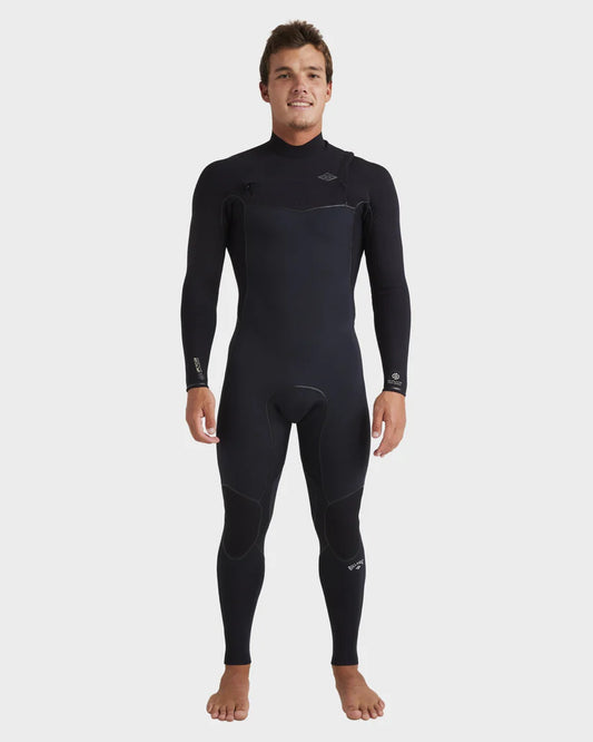Mens 3/2mm Revolution Pro Chest Zip Steamer Wetsuit - Black
