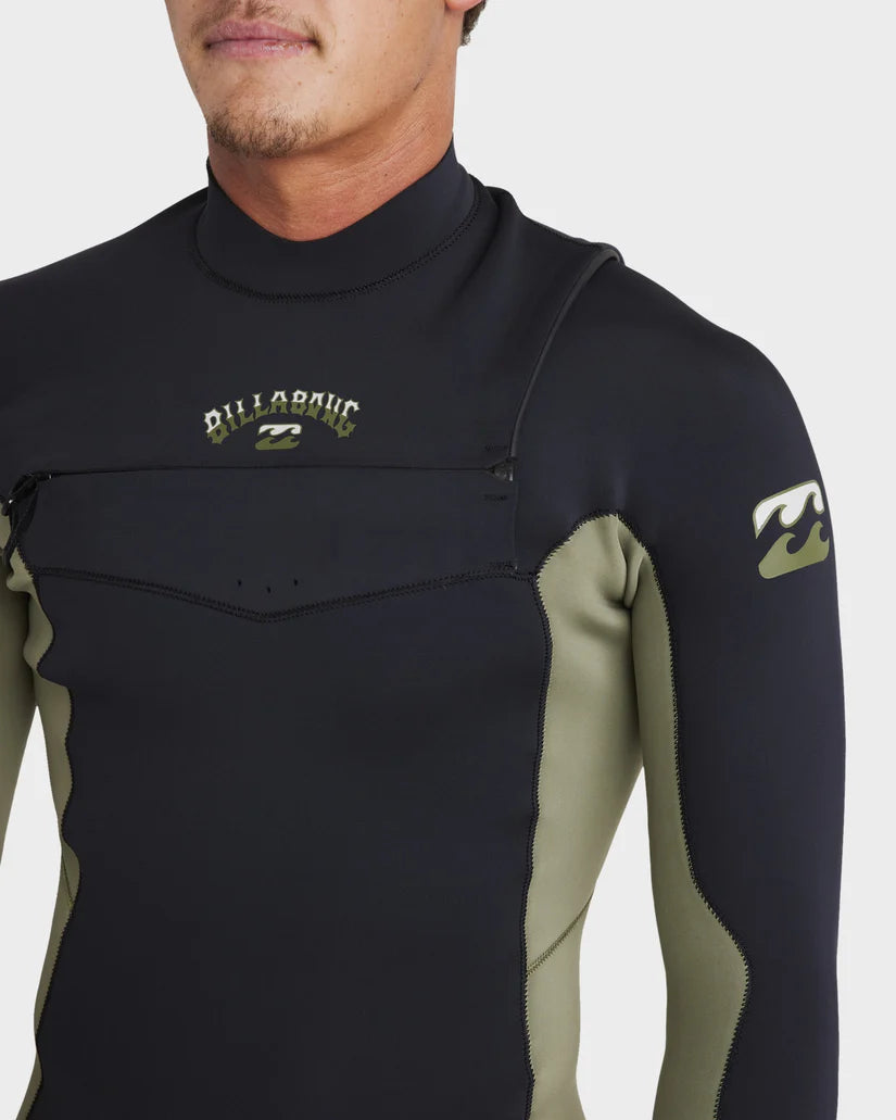 Mens 3/2mm Absolute Natural Chest Zip Steamer Wetsuit - Military