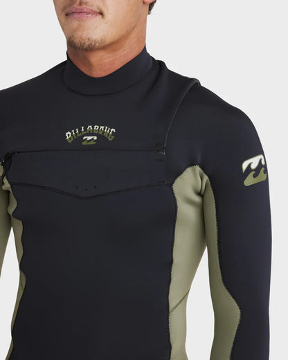 Mens 3/2mm Absolute Natural Chest Zip Steamer Wetsuit - Military