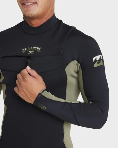 Mens 3/2mm Absolute Natural Chest Zip Steamer Wetsuit - Military
