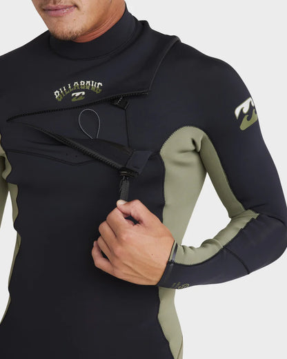 Mens 3/2mm Absolute Natural Chest Zip Steamer Wetsuit - Military