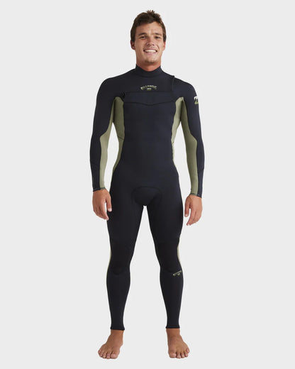 Mens 3/2mm Absolute Natural Chest Zip Steamer Wetsuit - Military