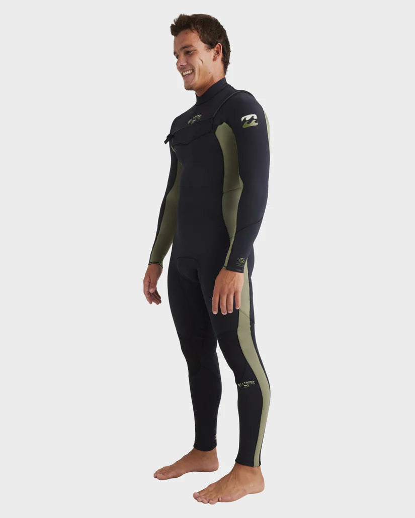 Mens 3/2mm Absolute Natural Chest Zip Steamer Wetsuit - Military