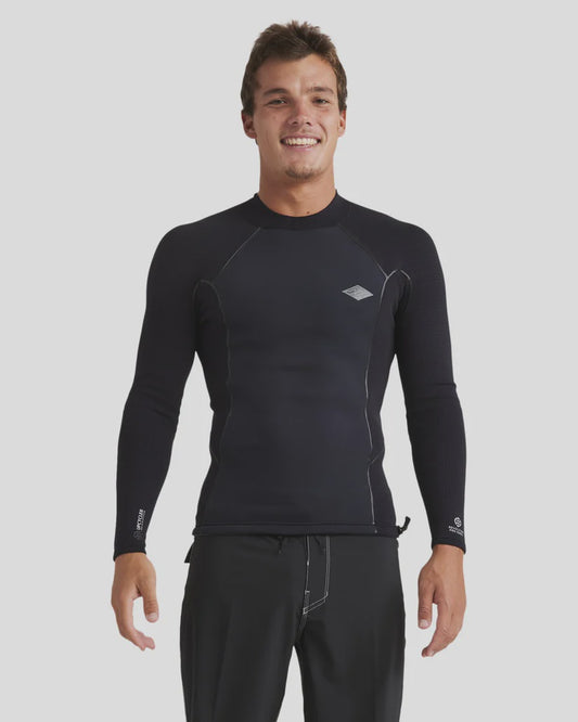 Mens 1/1mm Revolution Pro Long Sleeve Wetsuit Top - Black