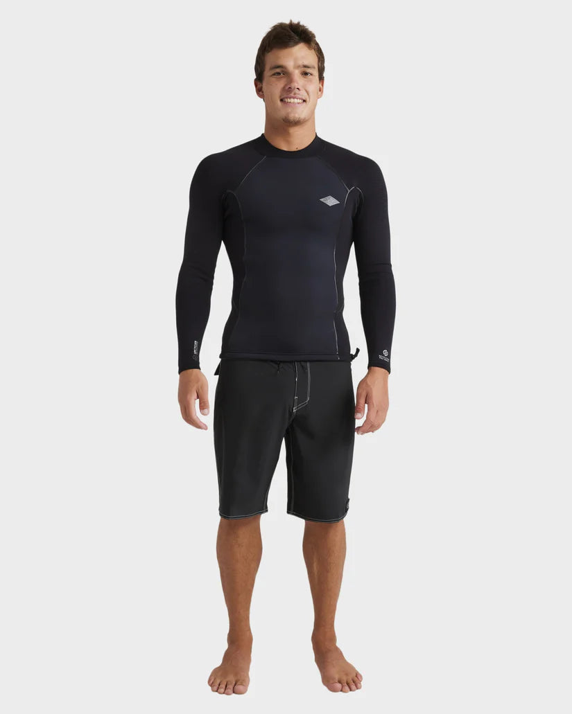 Mens 1/1mm Revolution Pro Long Sleeve Wetsuit Top - Black