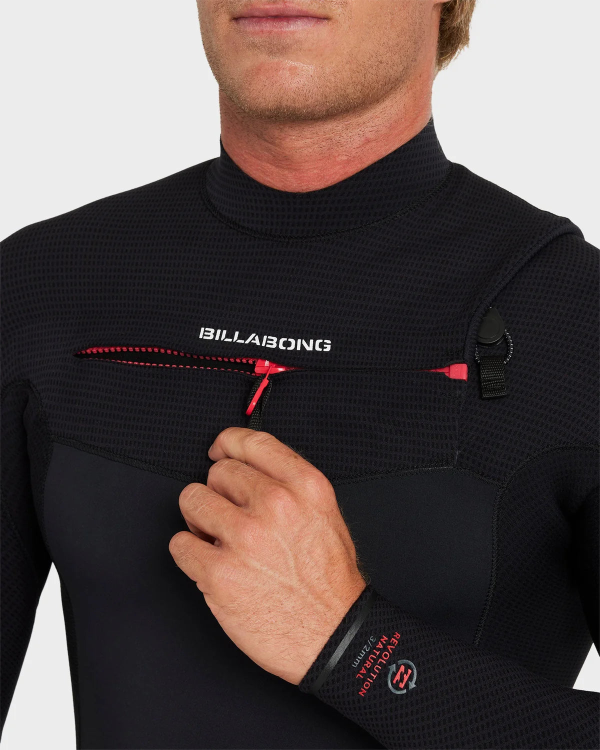 Billabong Mens 3/2mm Revolution Natural Chest Zip Steamer Wetsuit