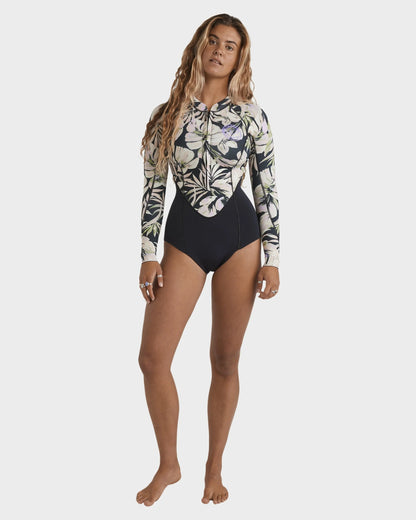 Billabong Womens 2mm Salty Dayz Natural Long Sleeve Springsuit - Black Floral