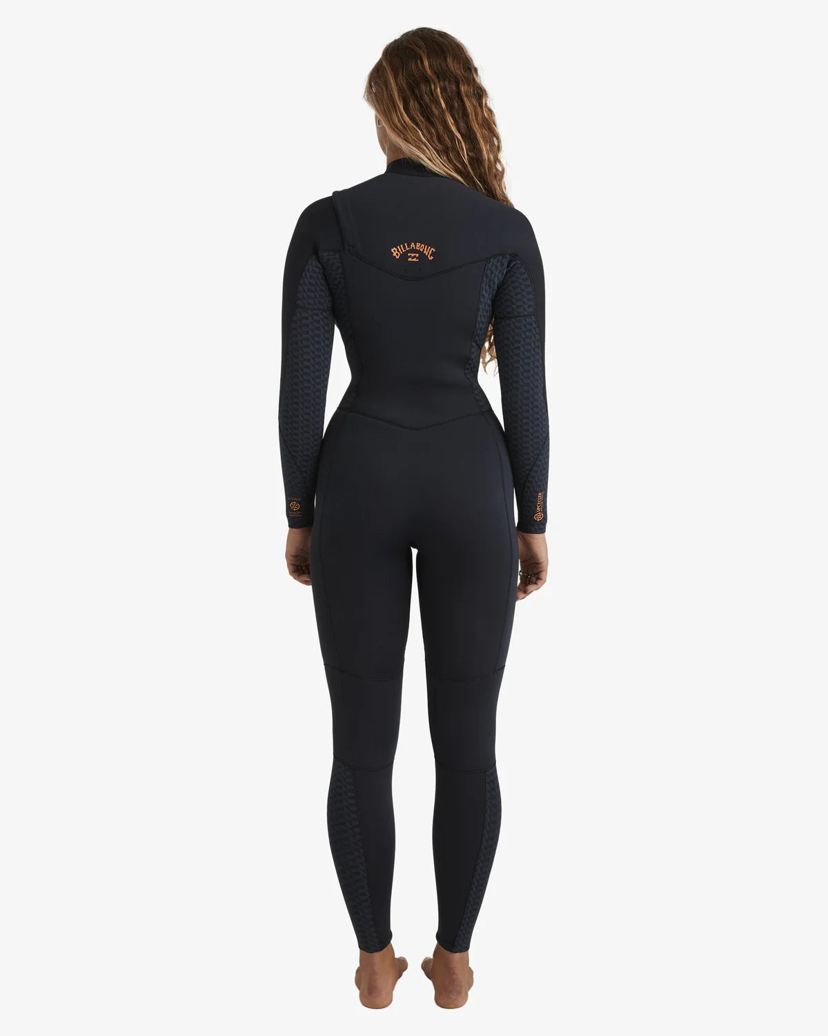 Billabong Womens 3/2mm Synergy Natural Chest Zip Steamer Wetsuit - Black Geo