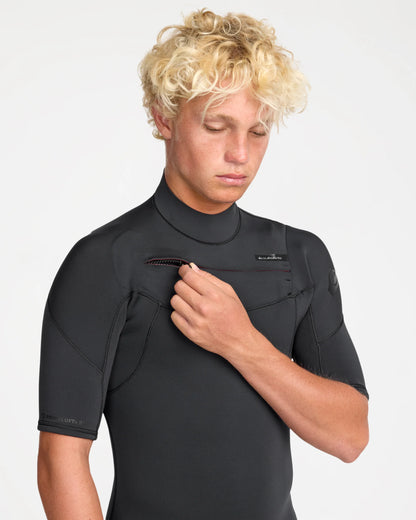 Quiksilver Mens 2/2mm Everyday Sessions Chest Zip Short Sleeve Steamer Wetsuit