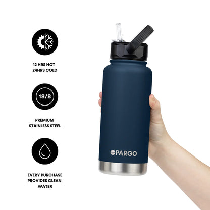 Project Pargo 950mL Insulated Bottle w/ Straw Lid - Deep Sea Navy