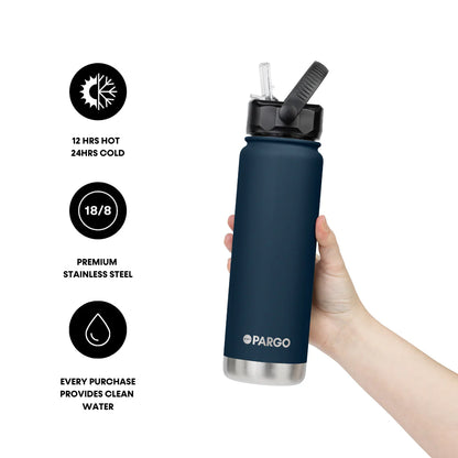 Project Pargo 750mL Insulated Bottle w/ Straw Lid - Deep Sea Navy