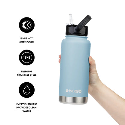 Project Pargo 950mL Insulated Bottle w/ Straw Lid - Bay Blue