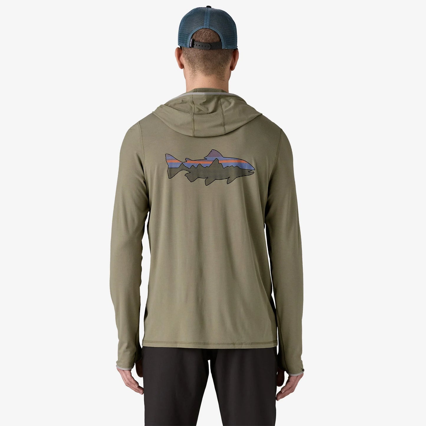 Men's Tropic Comfort Natural Graphic Sun Hoody - Fitz Roy Trout: River Rock Green