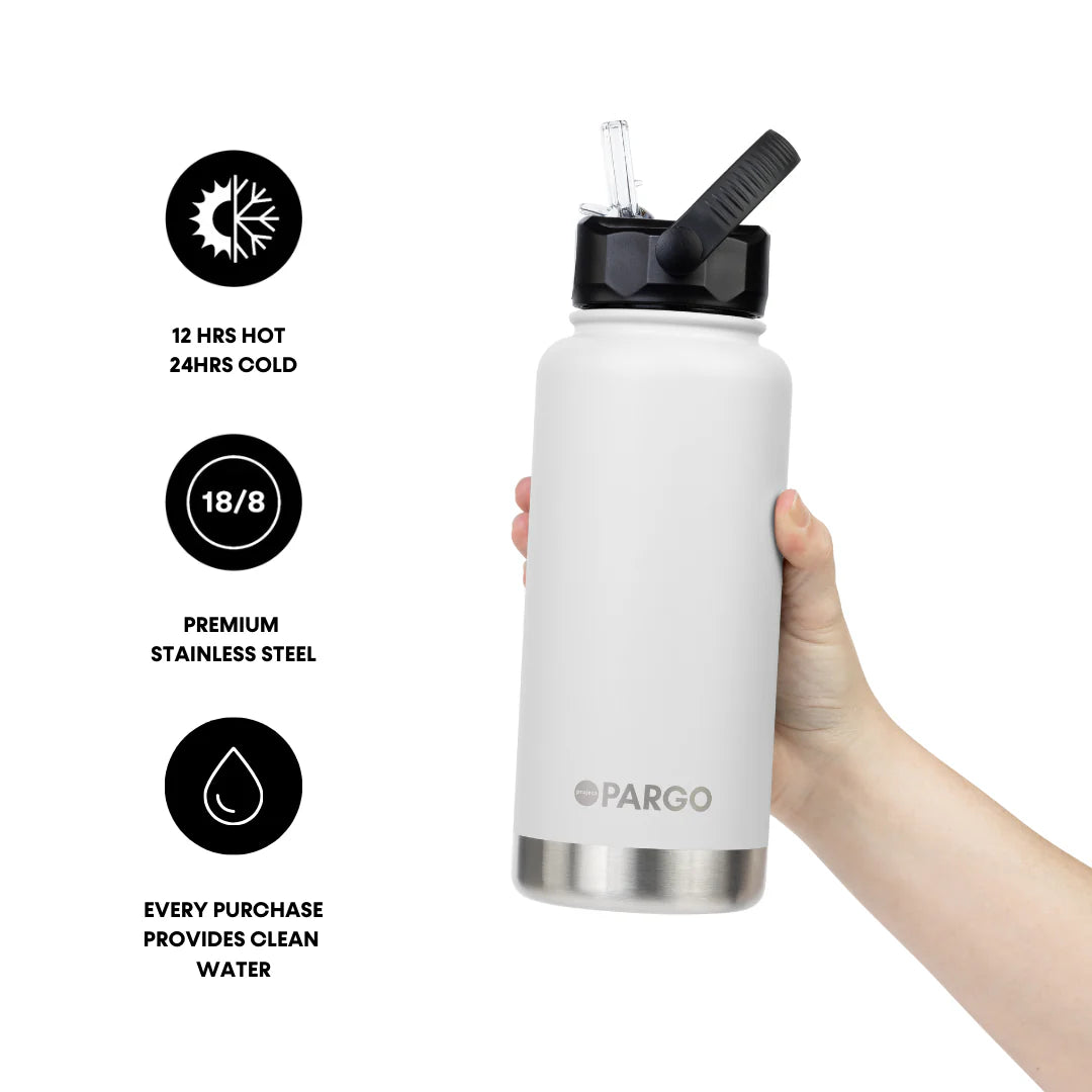 Project Pargo 950mL Insulated Bottle w/ Straw Lid - Bone White