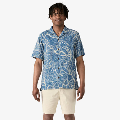 Patagonia Men's Tidal Threads Camp Shirt - Bees and Flowers: Still blue